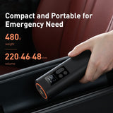 Portable Mini Car Air Compressor with LED display and extended power cord, perfect for efficient tire inflation.