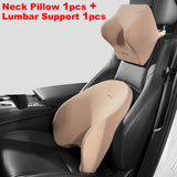 Universal Car Lumbar Support & Neck Pillow - Comfort Enhancing Memory Foam Cushions