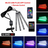 Multi-Color LED Car Interior Lighting Kit with Music Control & Wireless Infrared Control