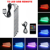 Multi-Color LED Car Interior Lighting Kit with Music Control & Wireless Infrared Control