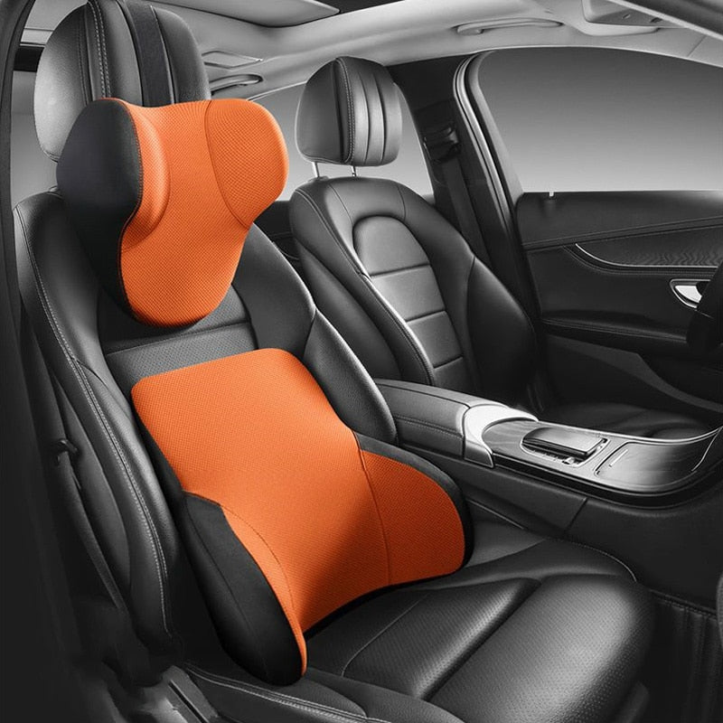 Car Seat Neck Pillow and Lumbar Support Cushion Kit, Relieve Neck Pain &  Muscle Tension and Lumbar/Back Pain Relief, Memory Foam for Car Driving  Home Office 